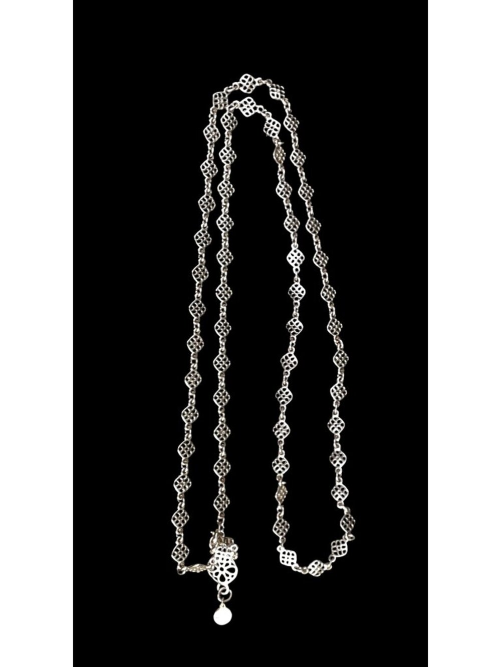 Stella and Dot Long Silver Tone Chain Link Necklace Layering 32" - Picture 3 of 7
